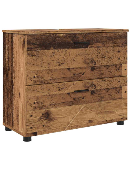 Set di mobili per il bagno con cassetto 4 pcs Legno vecchio