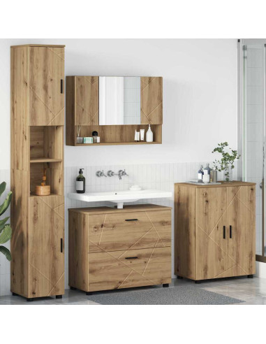 Set di mobili per il bagno con porta 4 pcs rovere artigianale
