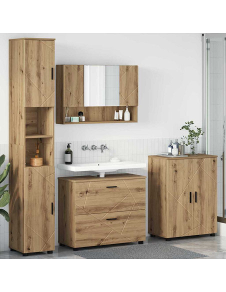 Set di mobili per il bagno con porta 4 pcs rovere artigianale