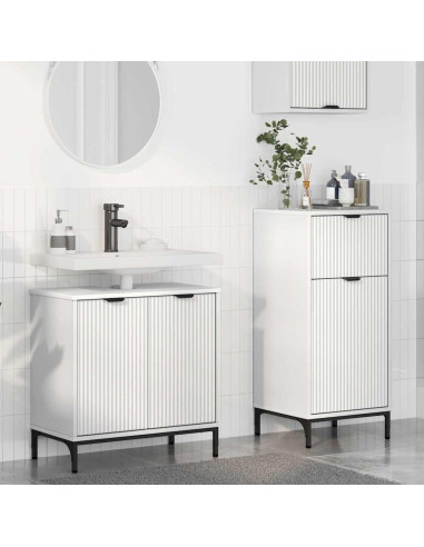 Set di mobili per il bagno con cassetto con porta 2 pcs Bianco
