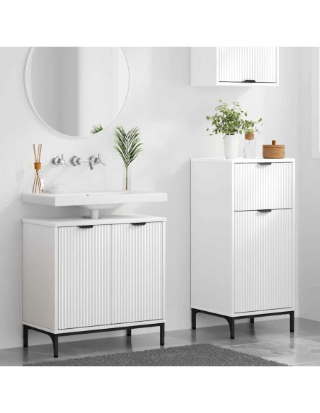 Set di mobili per il bagno con cassetto con porta 2 pcs Bianco