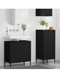 Set di mobili per il bagno con cassetto con porta 2 pcs Nero 2