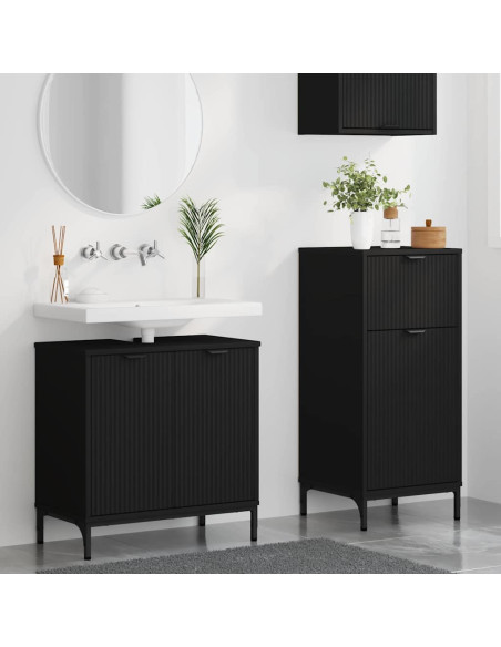 Set di mobili per il bagno con cassetto con porta 2 pcs Nero