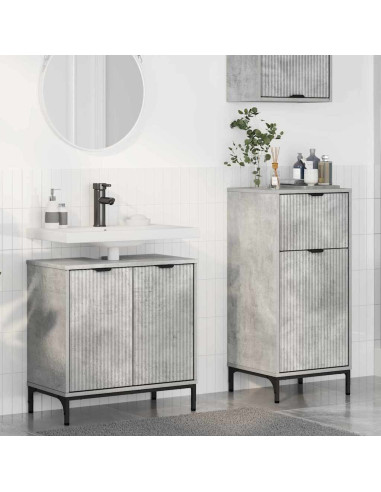 Set di mobili per il bagno con cassetto 2 pcs Grigio cemento