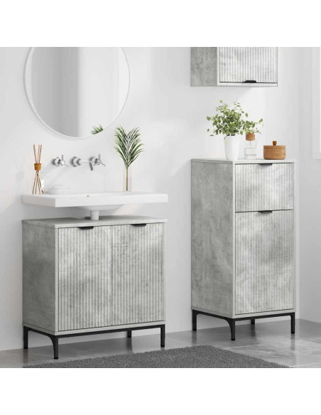 Set di mobili per il bagno con cassetto 2 pcs Grigio cemento