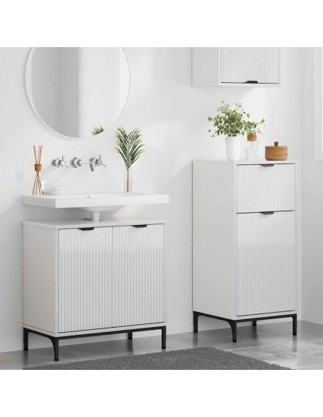 Set di mobili per il bagno con cassetto 2 pcs Bianco lucido