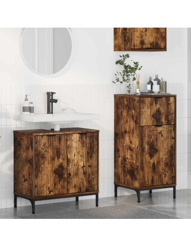 Set di mobili per il bagno 2 pcs Rovere fumo 39.5 x 36 x 88 cm