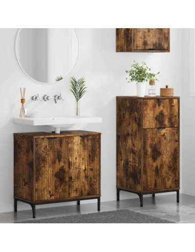 Set di mobili per il bagno 2 pcs Rovere fumo 39.5 x 36 x 88 cm