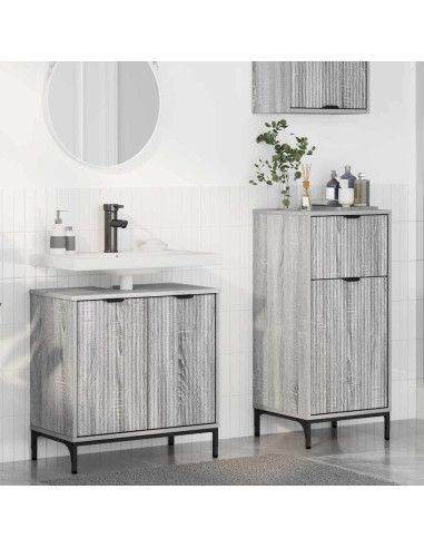 Set di mobili per il bagno con cassetto 2 pcs Grigio sonoma