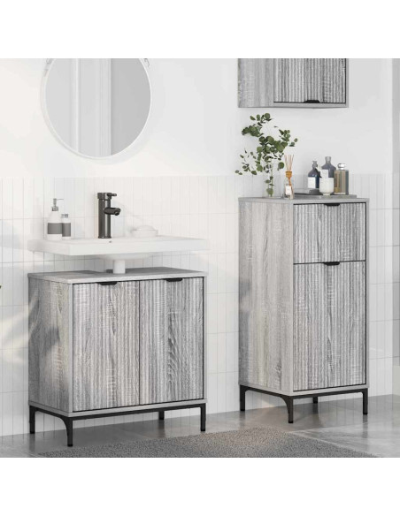 Set di mobili per il bagno con cassetto 2 pcs Grigio sonoma
