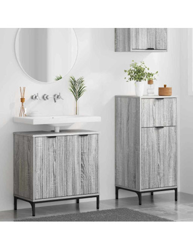Set di mobili per il bagno con cassetto 2 pcs Grigio sonoma