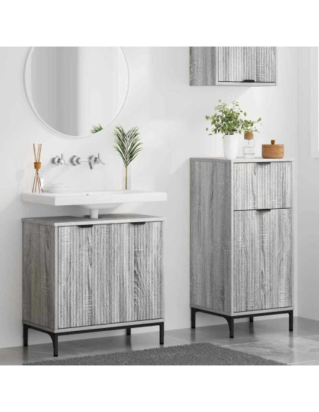 Set di mobili per il bagno con cassetto 2 pcs Grigio sonoma