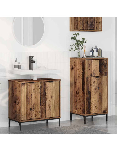Set di mobili per il bagno con cassetto 2 pcs Legno vecchio