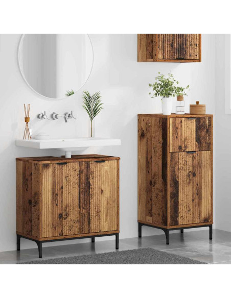 Set di mobili per il bagno con cassetto 2 pcs Legno vecchio