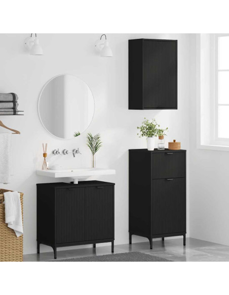 Set di mobili per il bagno con cassetto con porta 3 pcs Nero