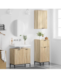 Set di mobili per il bagno con cassetto 3 pcs rovere sonoma 2