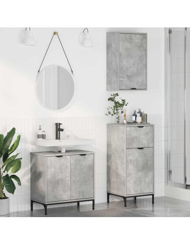 Set di mobili per il bagno con cassetto 3 pcs Grigio cemento