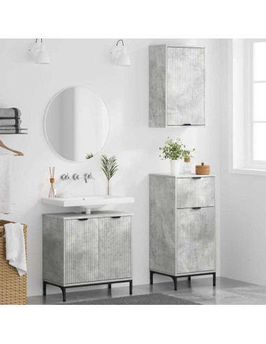 Set di mobili per il bagno con cassetto 3 pcs Grigio cemento