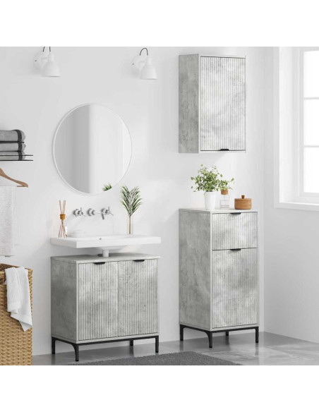 Set di mobili per il bagno con cassetto 3 pcs Grigio cemento
