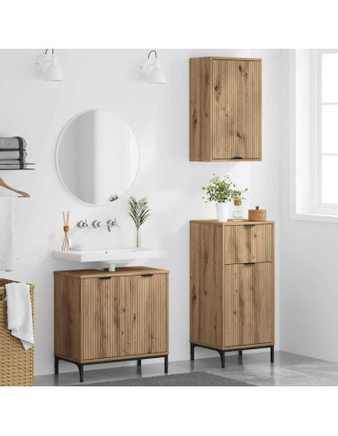 Set di mobili per il bagno 3 pz Rovere artigianale