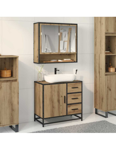 Set di mobili per il bagno con porta 2 pcs rovere artigianale