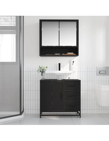 Set di mobili per il bagno 2 pcs Rovere nero 65 x 33 x 60 cm