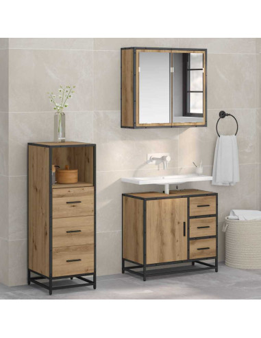 Set di mobili per il bagno con porta 3 pcs rovere artigianale