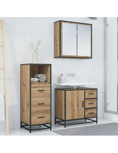 Set di mobili per il bagno con porta 3 pcs rovere artigianale