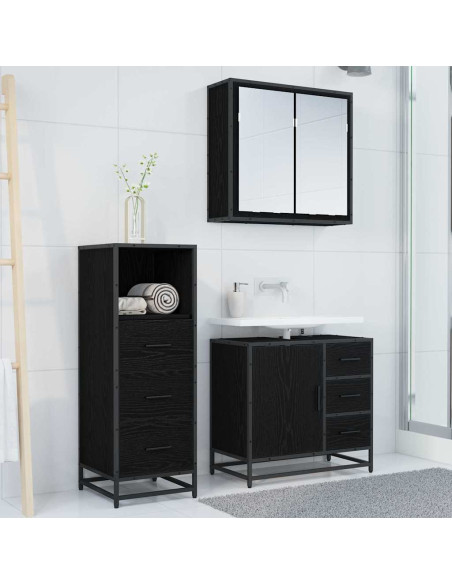 Set di mobili per il bagno 3 pcs Rovere nero 35 x 37.5 x 100 cm