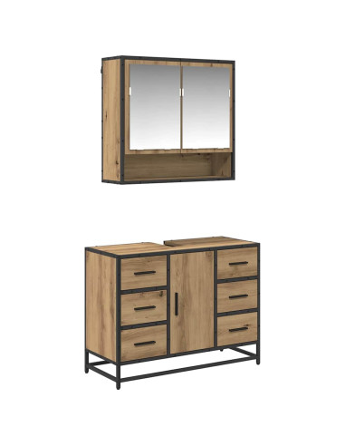 Set di mobili per il bagno con porta 2 pcs rovere artigianale
