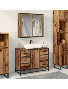 Set di mobili per il bagno 2 pcs Legno vecchio 80 x 33 x 60 cm 2