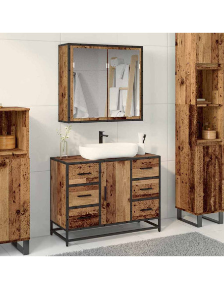 Set di mobili per il bagno 2 pcs Legno vecchio 80 x 33 x 60 cm