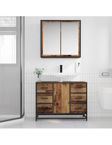 Set di mobili per il bagno 2 pcs Legno vecchio 80 x 33 x 60 cm