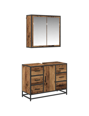 Set di mobili per il bagno 2 pcs Legno vecchio 80 x 33 x 60 cm
