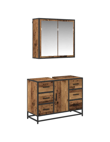 Set di mobili per il bagno 2 pcs Legno vecchio 80 x 33 x 60 cm