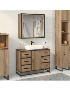 Set di mobili per il bagno con porta 2 pcs rovere artigianale 2