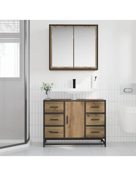 Set di mobili per il bagno con porta 2 pcs rovere artigianale