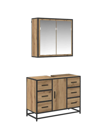 Set di mobili per il bagno con porta 2 pcs rovere artigianale
