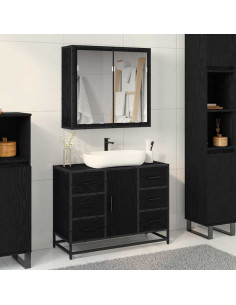 Set di mobili per il bagno 2 pcs Rovere nero 80 x 33 x 60 cm 2