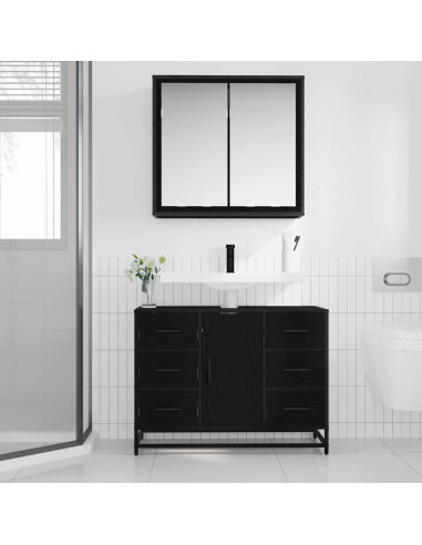 Set di mobili per il bagno 2 pcs Rovere nero 80 x 33 x 60 cm