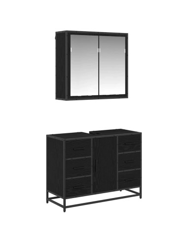 Set di mobili per il bagno 2 pcs Rovere nero 80 x 33 x 60 cm