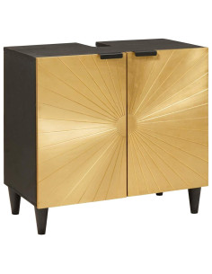 Armadio sottolavello con lo scaffale Nero e Oro 62 x 33 x 58 cm 2