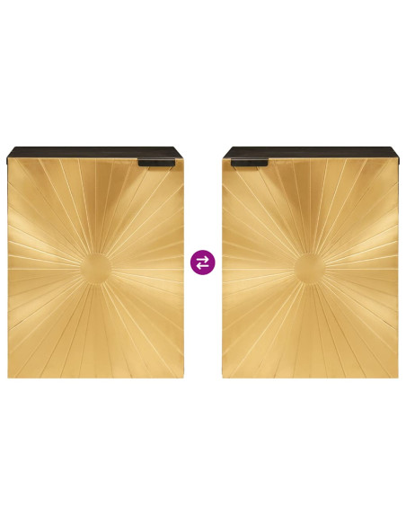 Mobile da Bagno con lo scaffale Nero e Oro 38 x 33 x 48 cm