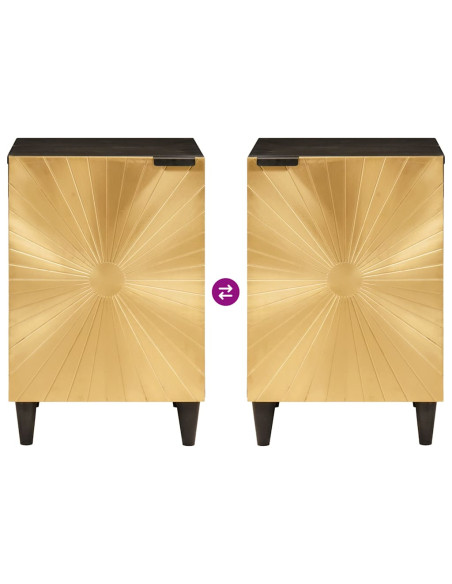 Mobile da Bagno con lo scaffale Nero e Oro 38 x 33 x 58 cm