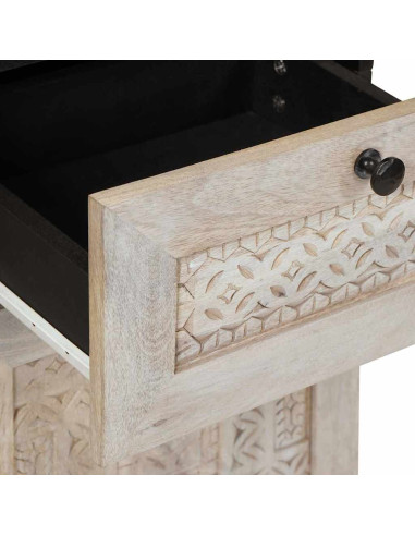 Mobile da Bagno Bianco 38 x 33.5 x 160 cm Legno Massiccio Mango