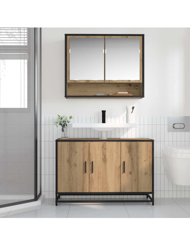 Armadio per Lavabo da Bagno rovere artigianale 90 x 33 x 60 cm