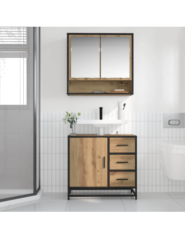 Armadio per Lavabo da Bagno rovere artigianale 65 x 33 x 60 cm