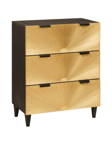 Credenza 3 pcs Nero e Oro 60 x 33 x 75 cm