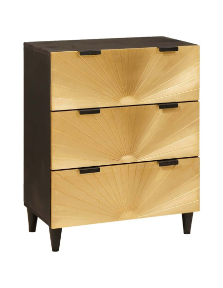 Credenza 3 pcs Nero e Oro 60 x 33 x 75 cm