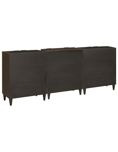 Credenza 3 pcs Nero e Oro 60 x 33 x 75 cm